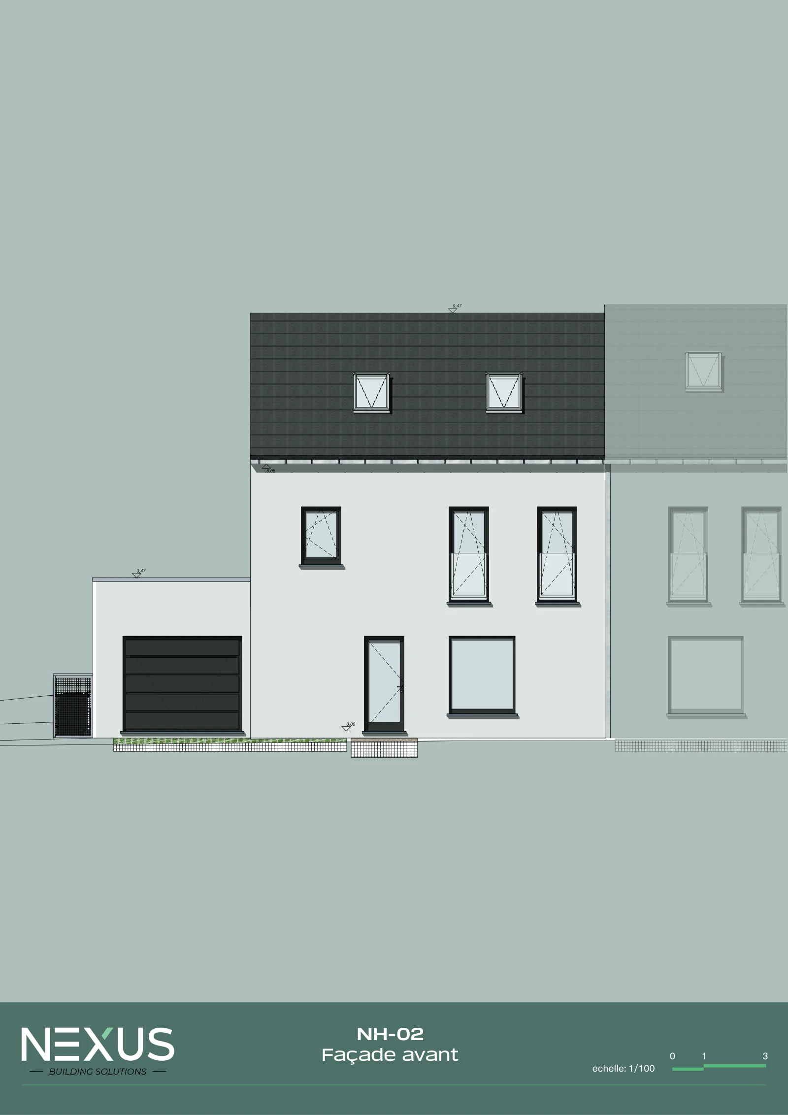 Plan of model NH-02 — Front elevation