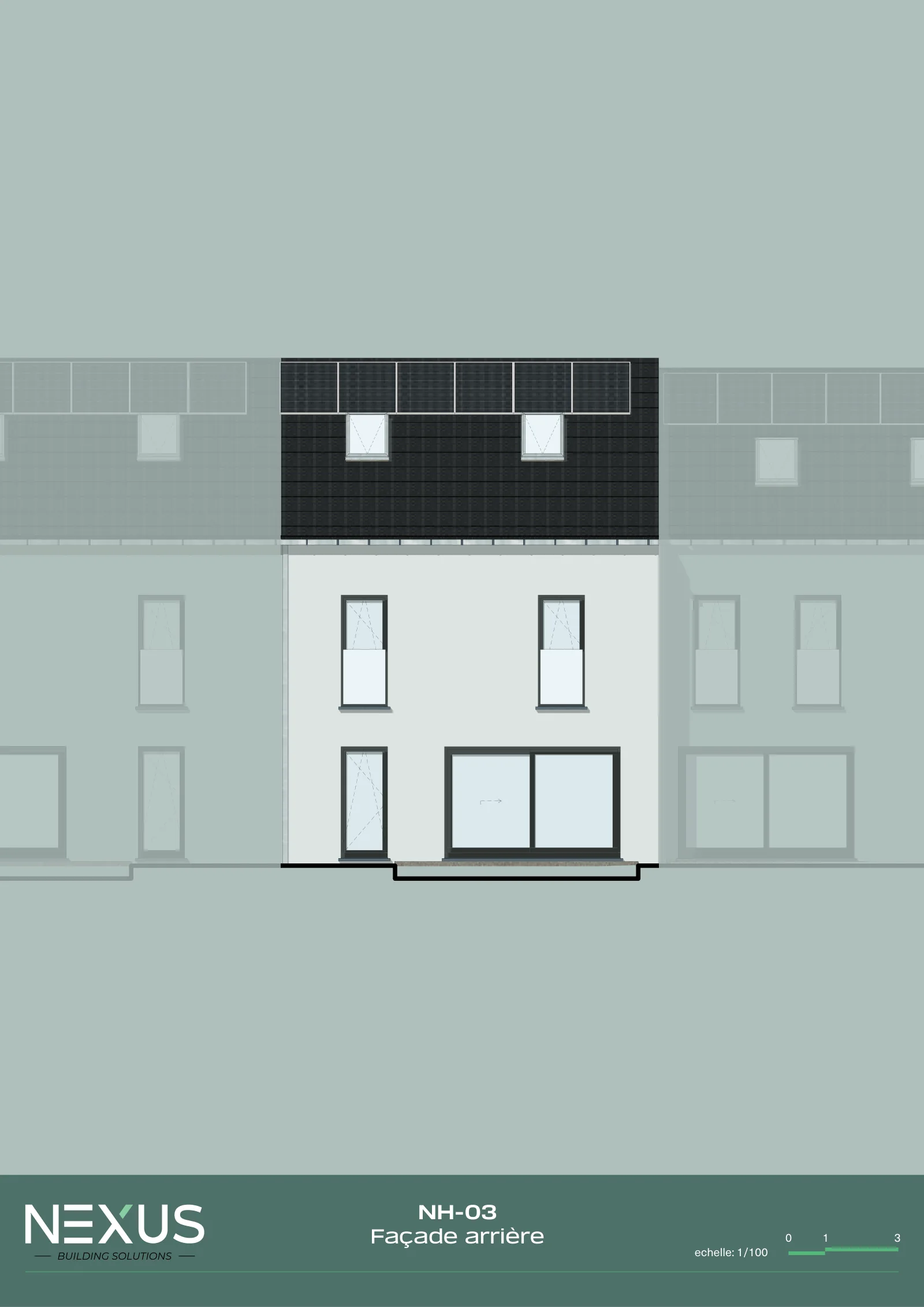 Plan of model NH-03 — Rear elevation