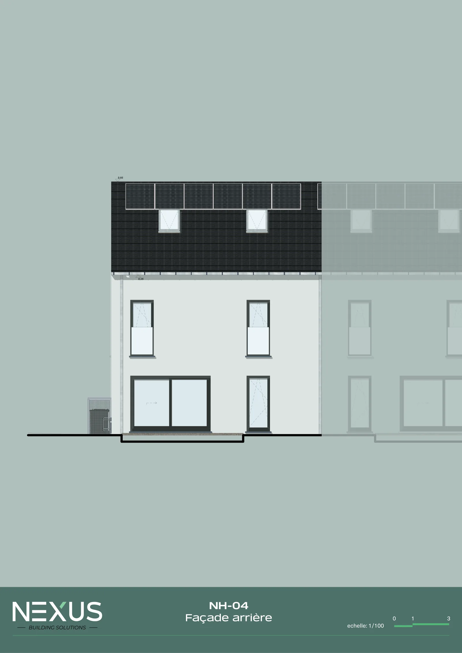 Plan of model NH-04 — Rear elevation