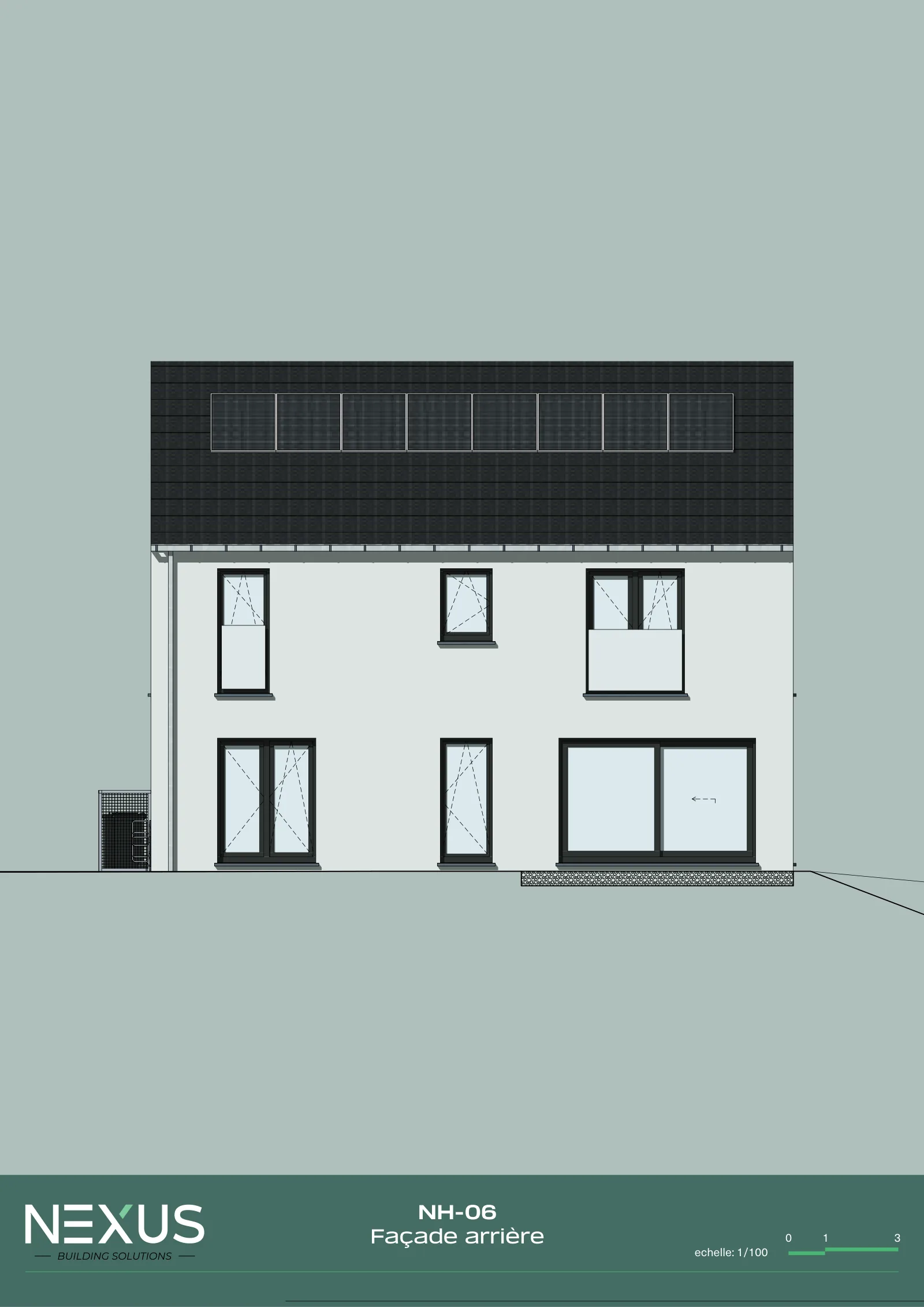 Plan of model NH-06 — Rear elevation